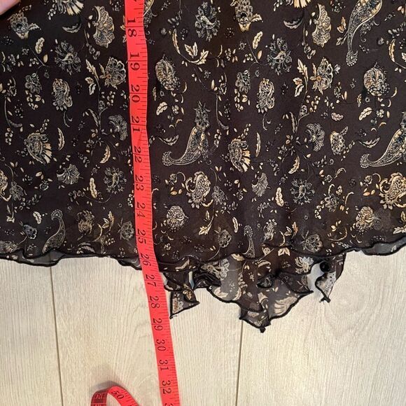 Vintage 90s brown paisley skirt lettuce hem ruffled - Picture 13 of 13